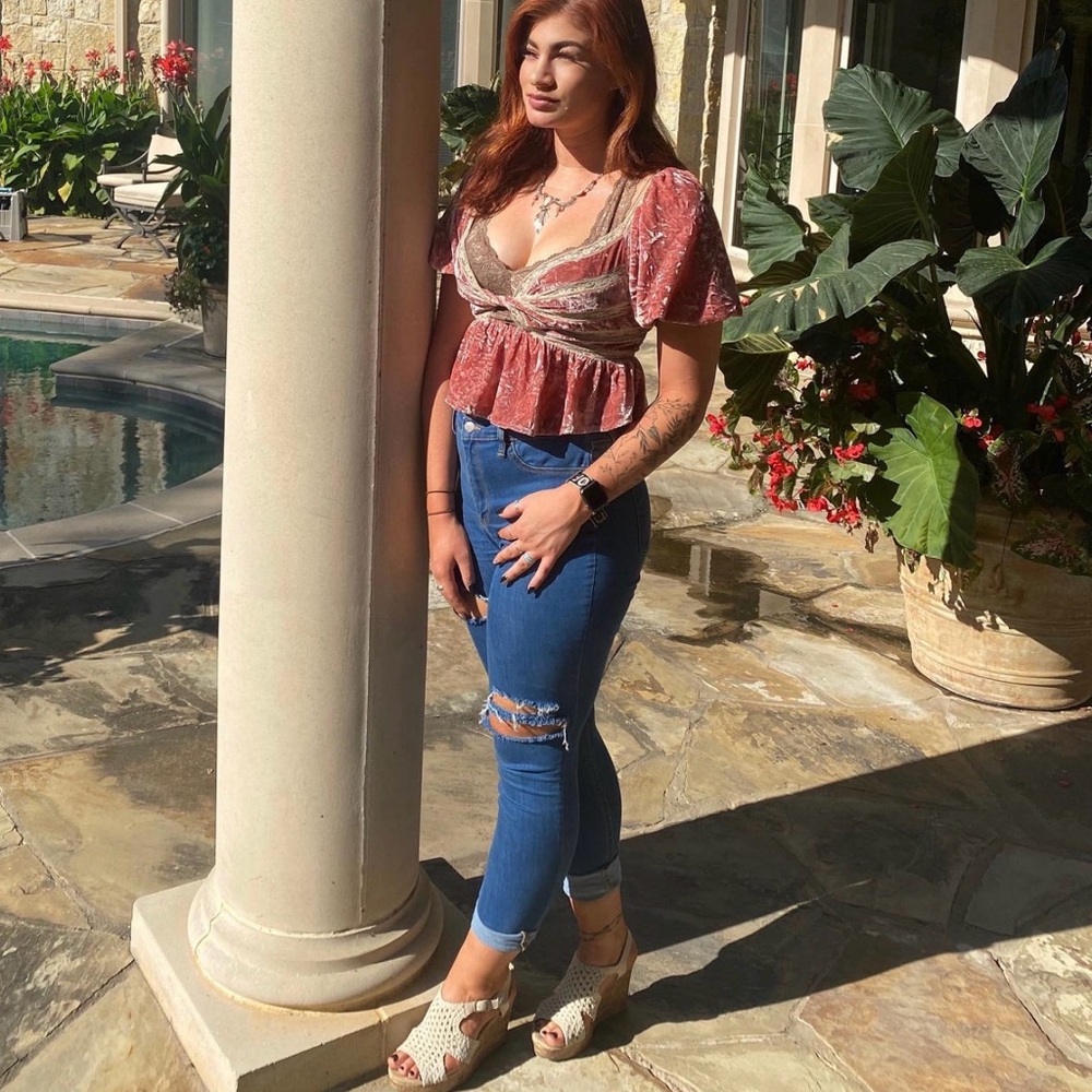 Free People Crushed Velvet Top
